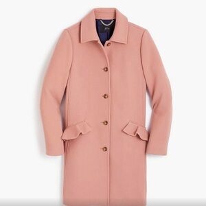 J.Crew Topcoat Ruffle Pockets Italian Double Cloth Wool Warm Cedar Pink